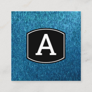 Monogram     Klein blauw textuur Achtergrond Vierkante Visitekaartje