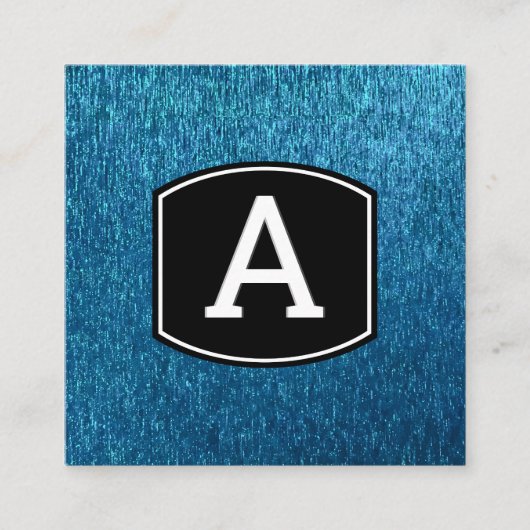 Monogram | | Klein blauw textuur Achtergrond Vierkante Visitekaartje (Voorkant)