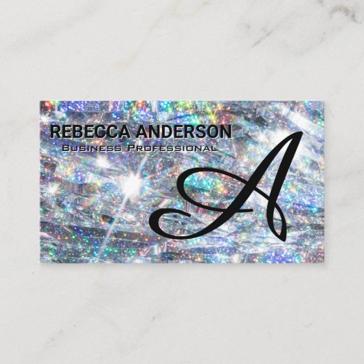 Monogram | Kleine glitter achtergrond Visitekaartje (Voorkant)