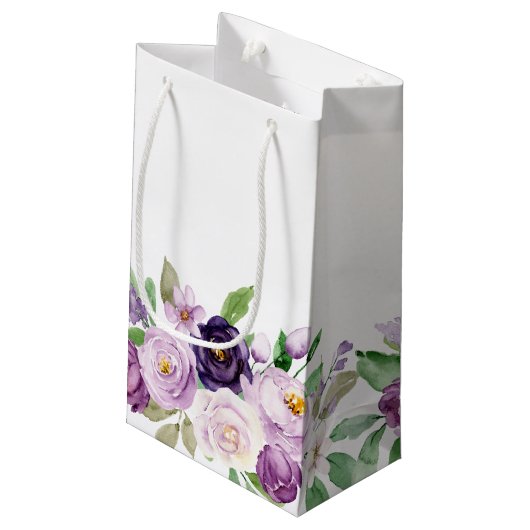 Monogram kleine Paarse en lavender Rozen Klein Cadeauzakje (Achterkant Gekanteld)