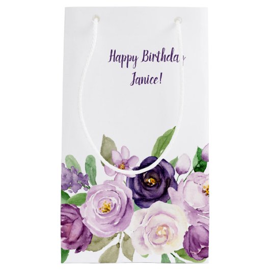 Monogram kleine Paarse en lavender Rozen Klein Cadeauzakje (Voorkant)