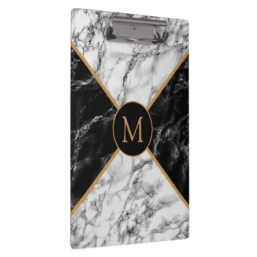Monogram Klembord met zwarte witte cheque Marmer (Rechts)