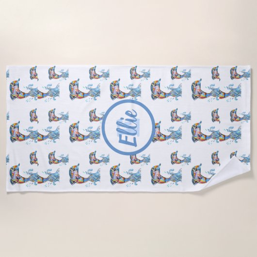 Monogram Kleur Pencil Dolphins Patroon Strandlaken (Voorkant)