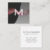 Monogram | Kleurblok Artistiek Borstel Vierkante Visitekaartje (Voorkant / Achterkant)