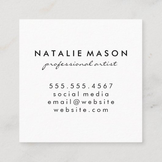 Monogram | Kleurblok Artistiek Borstel Vierkante Visitekaartje (Achterkant)