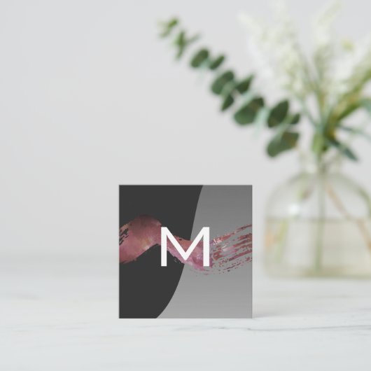 Monogram | Kleurblok Artistiek Borstel Vierkante Visitekaartje (Staand voorkant)
