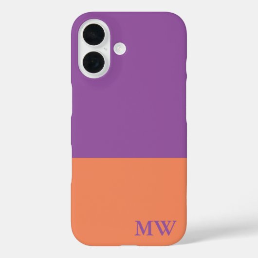 Monogram kleurblok Paarse & Oranje Case-Mate iPhone Case (Achterkant)