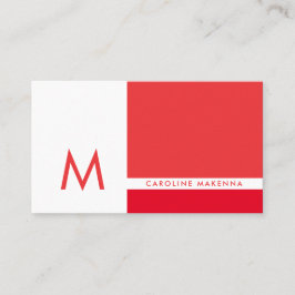 Monogram Kleurblok Rood en Wit Professionele Visitekaartje