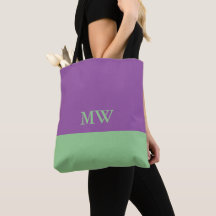 Monogram Kleurblok Tas Paars & Mintgroen