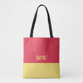 Monogram Kleurblok Tassen Tas Donkerroze en Geel (Voorkant)