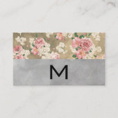 Monogram Kleurblokken Elegante Bloemen Visitekaartje (Voorkant)