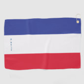 Monogram. Kleuren van de Franse vlag. Golfhanddoek (Horizontaal)