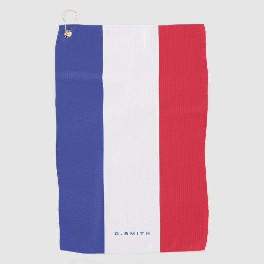Monogram. Kleuren van de Franse vlag. Golfhanddoek (Voorkant)