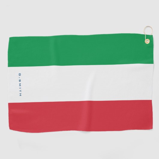 Monogram. Kleuren van de Italiaanse vlag. Golfhanddoek (Horizontaal)