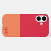 Monogram Kleurenblok Donkerroze en Sinaasappel Case-Mate iPhone Case (Achterkant (horizontaal))