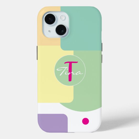 Monogram kleurenblok groen roze Case-Mate iPhone case (Achterkant)