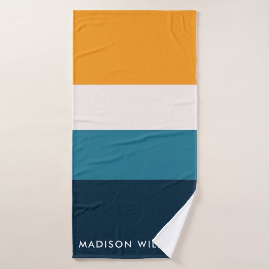 Monogram kleurenblok Horizontale streep Stijlvolle Bad Handdoek (Badhanddoek)