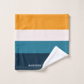 Monogram kleurenblok Horizontale streep Stijlvolle Bad Handdoek (Wasdoekje)