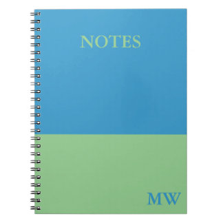 Monogram Kleurenblok Notitieboek Sky Blue & Green