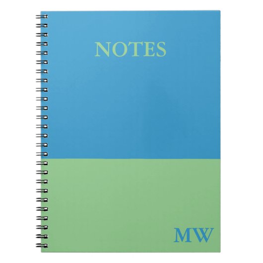 Monogram Kleurenblok Notitieboek Sky Blue & Green (Voorkant)
