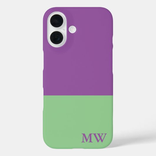 Monogram kleurenblok Paarse & mintgroen Case-Mate iPhone Case (Achterkant)