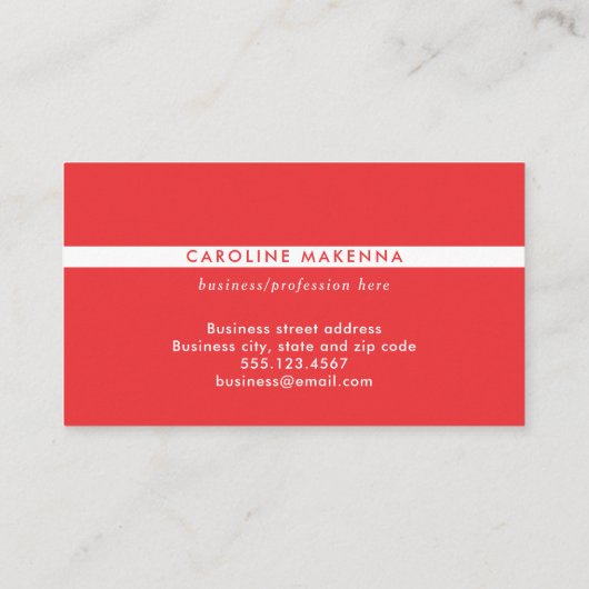 Monogram kleurenblok Rood en Wit Professioneel Visitekaartje (Achterkant)