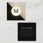 Monogram kleurenblok verlichte elementen vierkante visitekaartje (Voorkant / Achterkant)