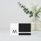 Monogram Kleurenblok Zwart en Wit Professioneel Visitekaartje (Staand voorkant)