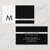 Monogram Kleurenblok Zwart en Wit Professioneel Visitekaartje (Voorkant / Achterkant)