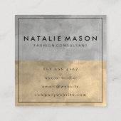 Monogram kleurenblokken  Floral Patroon Vierkante Visitekaartje (Achterkant)