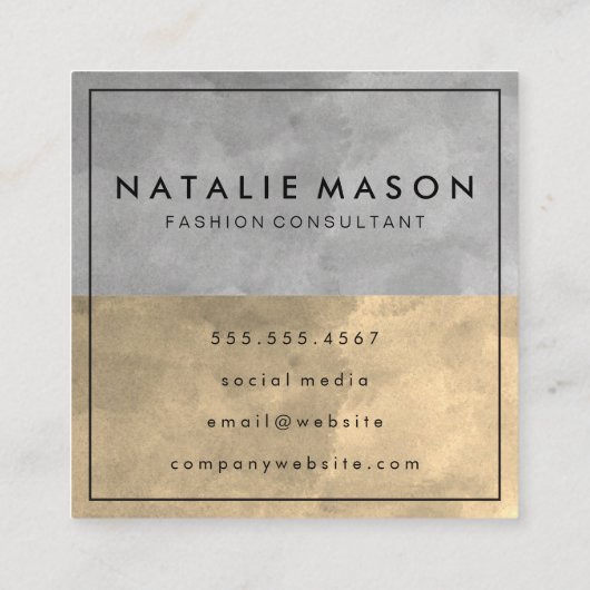 Monogram kleurenblokken  Floral Patroon Vierkante Visitekaartje (Achterkant)