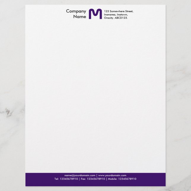 Monogram kleurenfilter - donker Paars Gepersonaliseerd Briefhoofd (Voorkant)