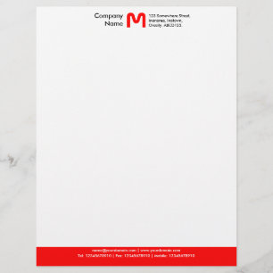 Monogram kleurenvoettekst - rood briefhoofd sjabloon