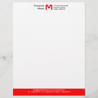 Monogram kleurenvoettekst - rood briefhoofd sjabloon