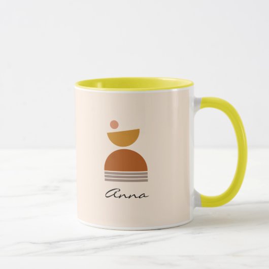 Monogram kleurig abstract Roze, bruin, geel Mok (Rechts)