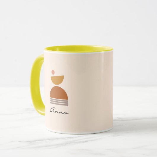 Monogram kleurig abstract Roze, bruin, geel Mok (Voorkant links)