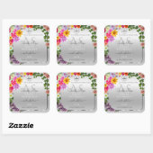 Monogram kleurig Floral Silver Product Label (Vel)
