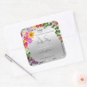 Monogram kleurig Floral Silver Product Label (Envelop)