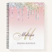 monogram kleurig glittermuisblok notitieboek (Voorkant)