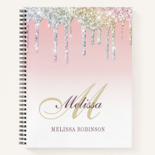 monogram kleurig glittermuisblok notitieboek