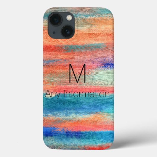 Monogram kleurig hout Case-Mate iPhone case (Achterkant)