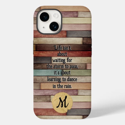Monogram kleurig ouderwets hout Case-Mate iPhone case (Achterkant)
