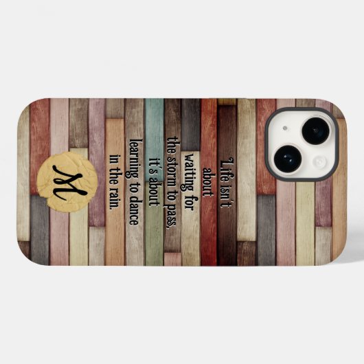 Monogram kleurig ouderwets hout Case-Mate iPhone case (Achterkant (horizontaal))