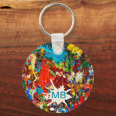 Monogram kleurig schilderplaatje sleutelhanger (Voorkant)