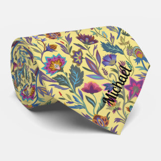 Monogram Kleurig Victoriaans geel patroon Stropdas
