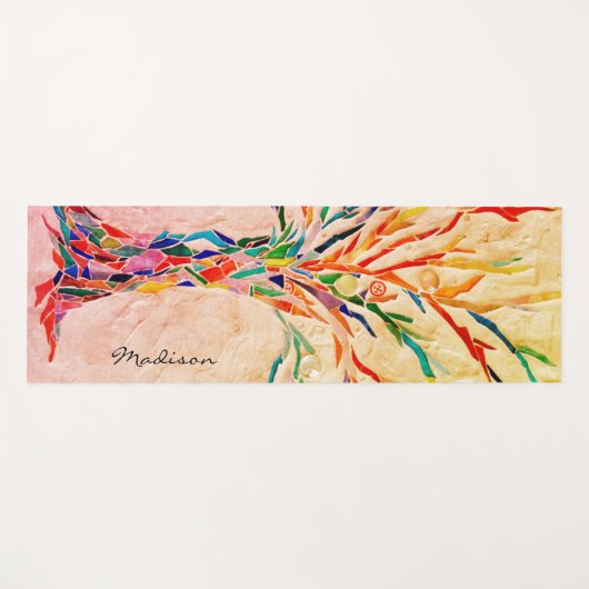 Monogram kleurige boom Naam Zen Yogamat (Voorkant (horizontaal))