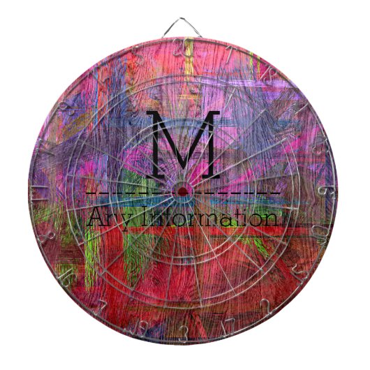 Monogram kleurige houtachtige korreltextuur #2 dartbord (Voorkant)