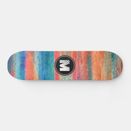 Monogram kleurige houtachtige korreltextuur #2 skateboard (Horizontaal)