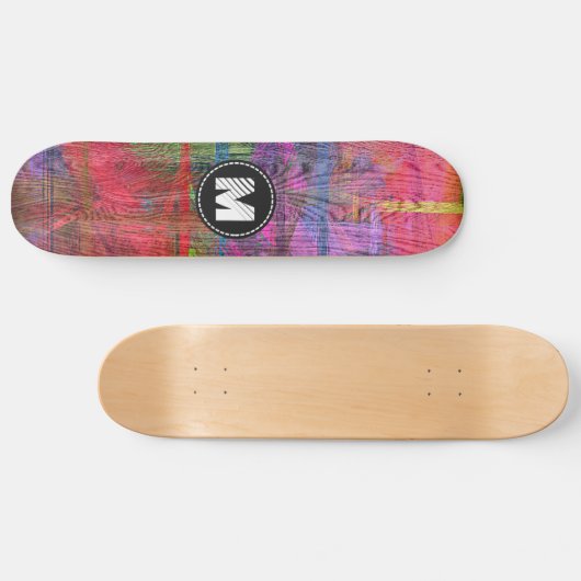 Monogram kleurige houtachtige textielstof skateboard (Horizontaal)