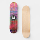 Monogram kleurige houtachtige textielstof skateboard (Voorkant)